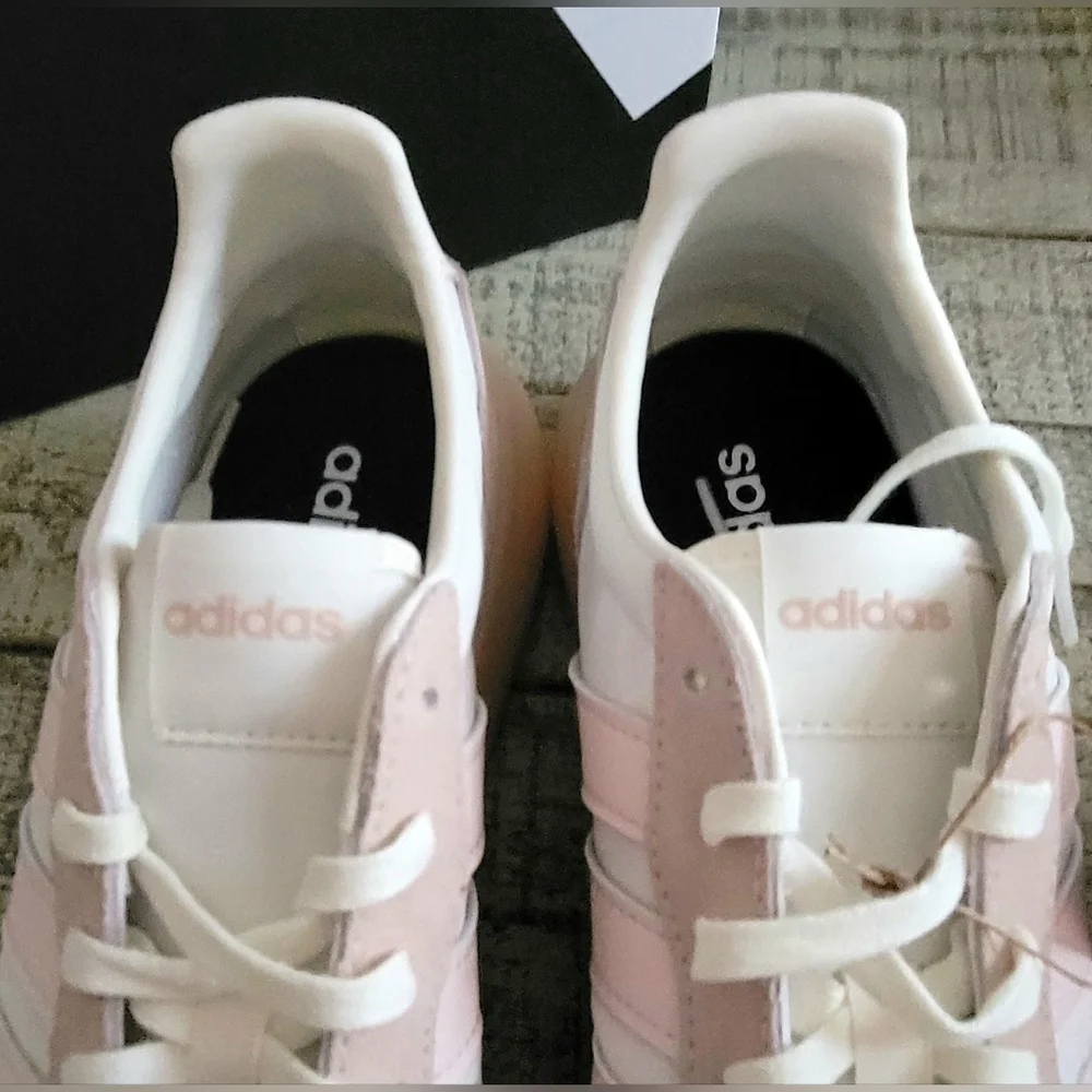 Adidas Women's Pink and White Sneakers - Picture 9 of 11